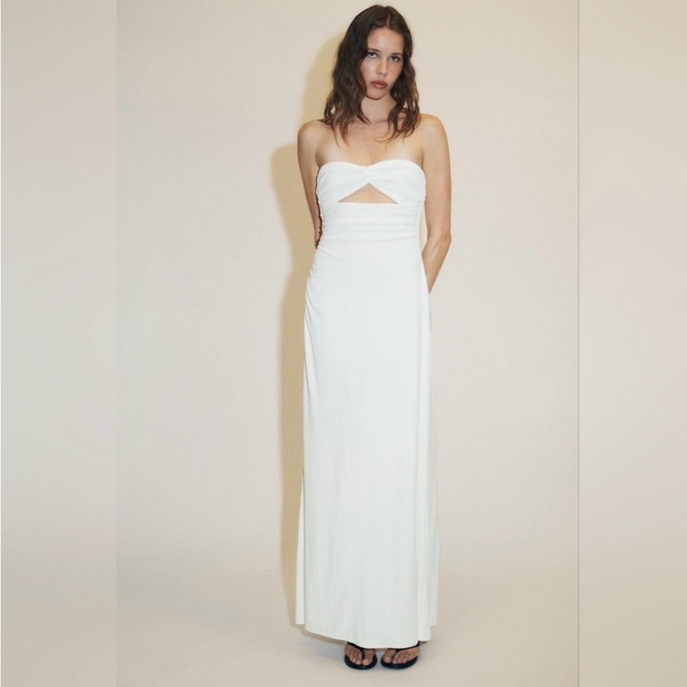 NWT ZARA White Strapless Cutout Maxi Dress - Size Small